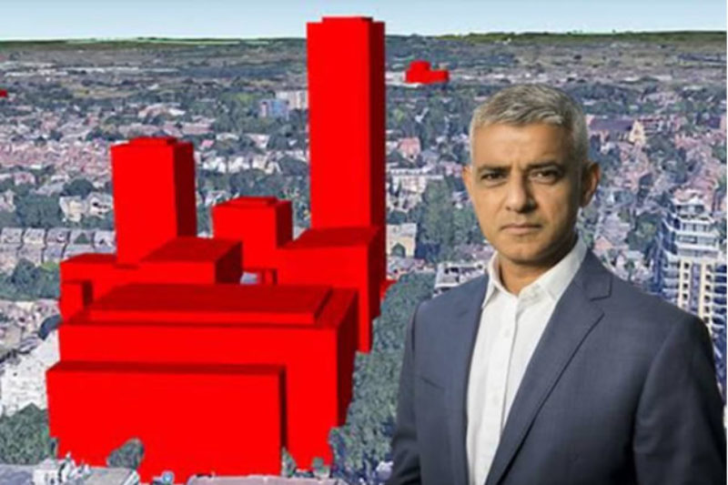 A visualisation of the Perceval House redevelopment with Sadiq Khan. Picture: Red Block Rebels